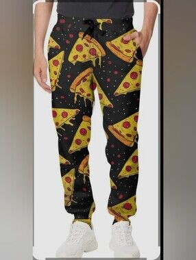 NWOT Men's Size S Pizza Party Drawstring Gym/ Lounge Jogger Sweatpants Pants
